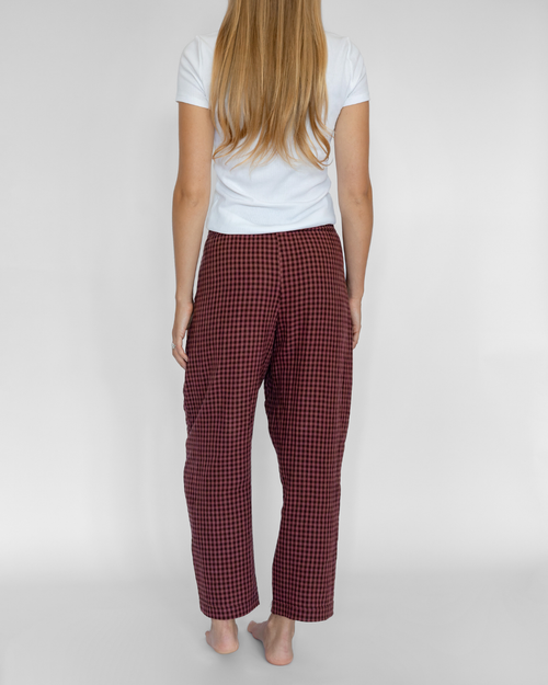 The Elsewhere Pant - Plum Gingham